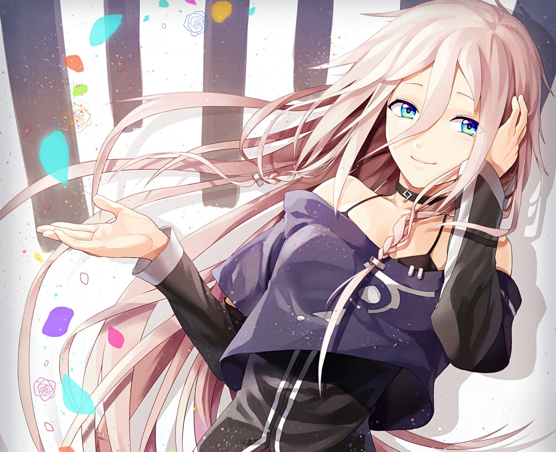 arte p. rupon vocaloid ia vocaloid ragazza trecce petali fiori rose