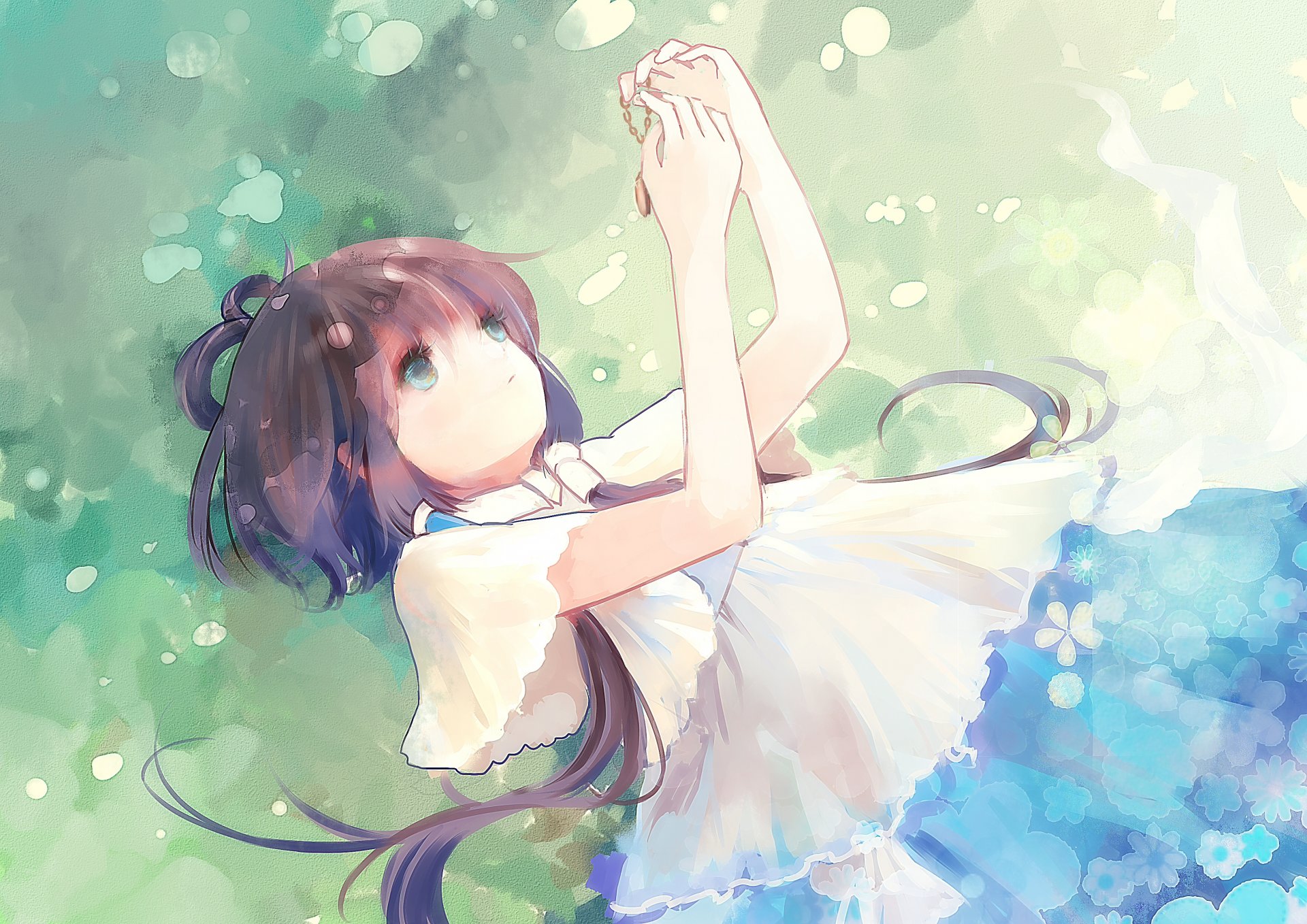 kunst aki wishtakeme vocaloid vocaloid lo tianyi mädchen liegt natur blumen kette anhänger