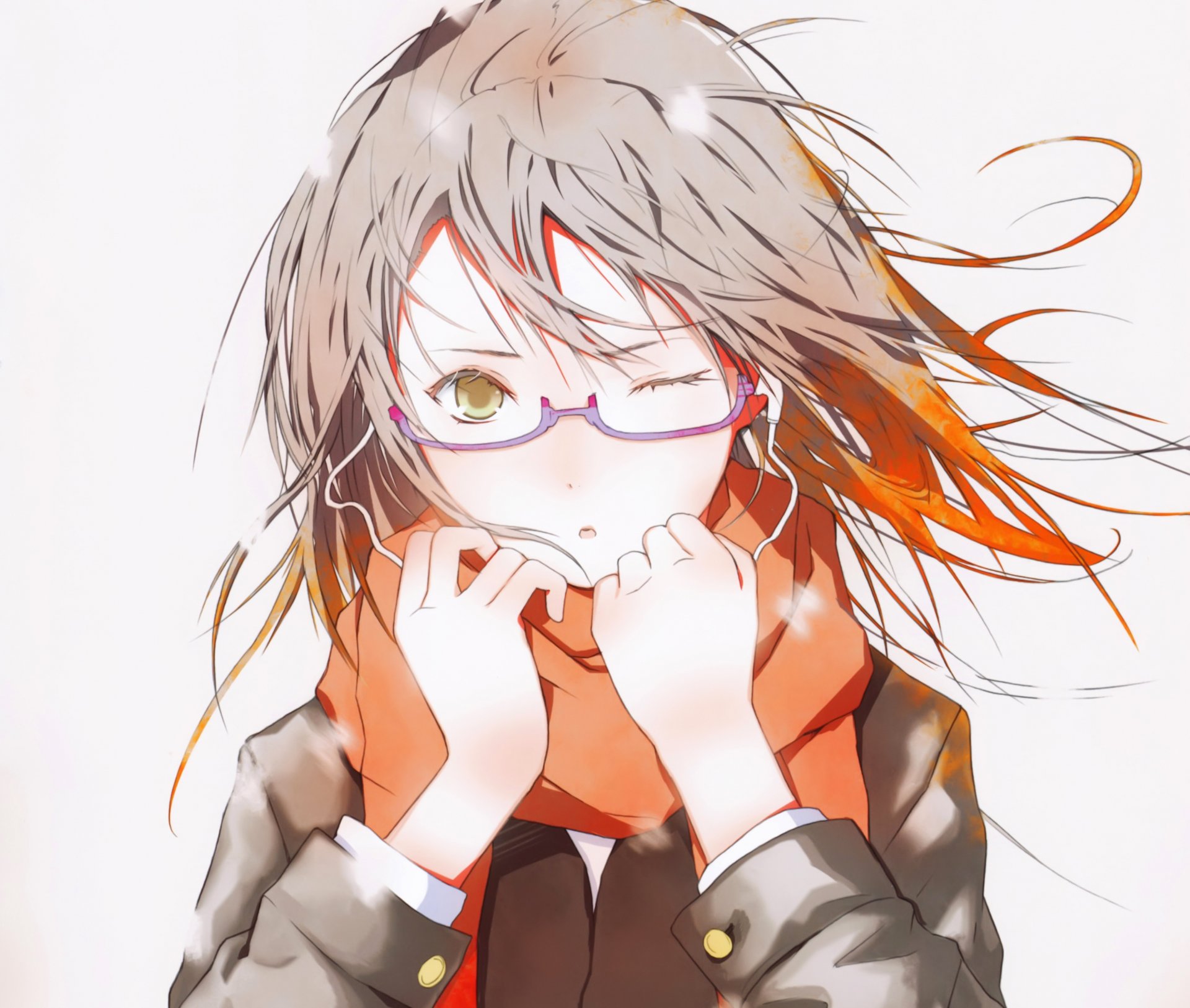 arte fuyuno haruaki chica nieve gafas bufanda auriculares anime