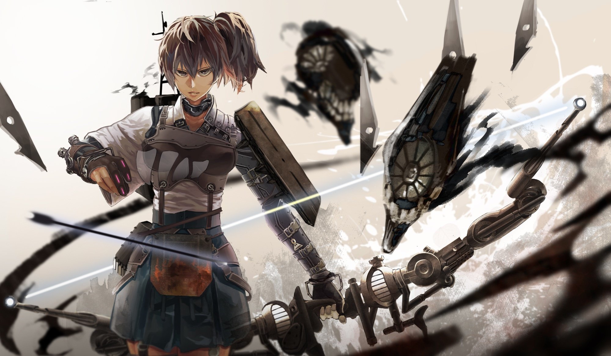 kunst kirii kantai sammlung kaga mädchen waffe bogen pfeil rüstung anime