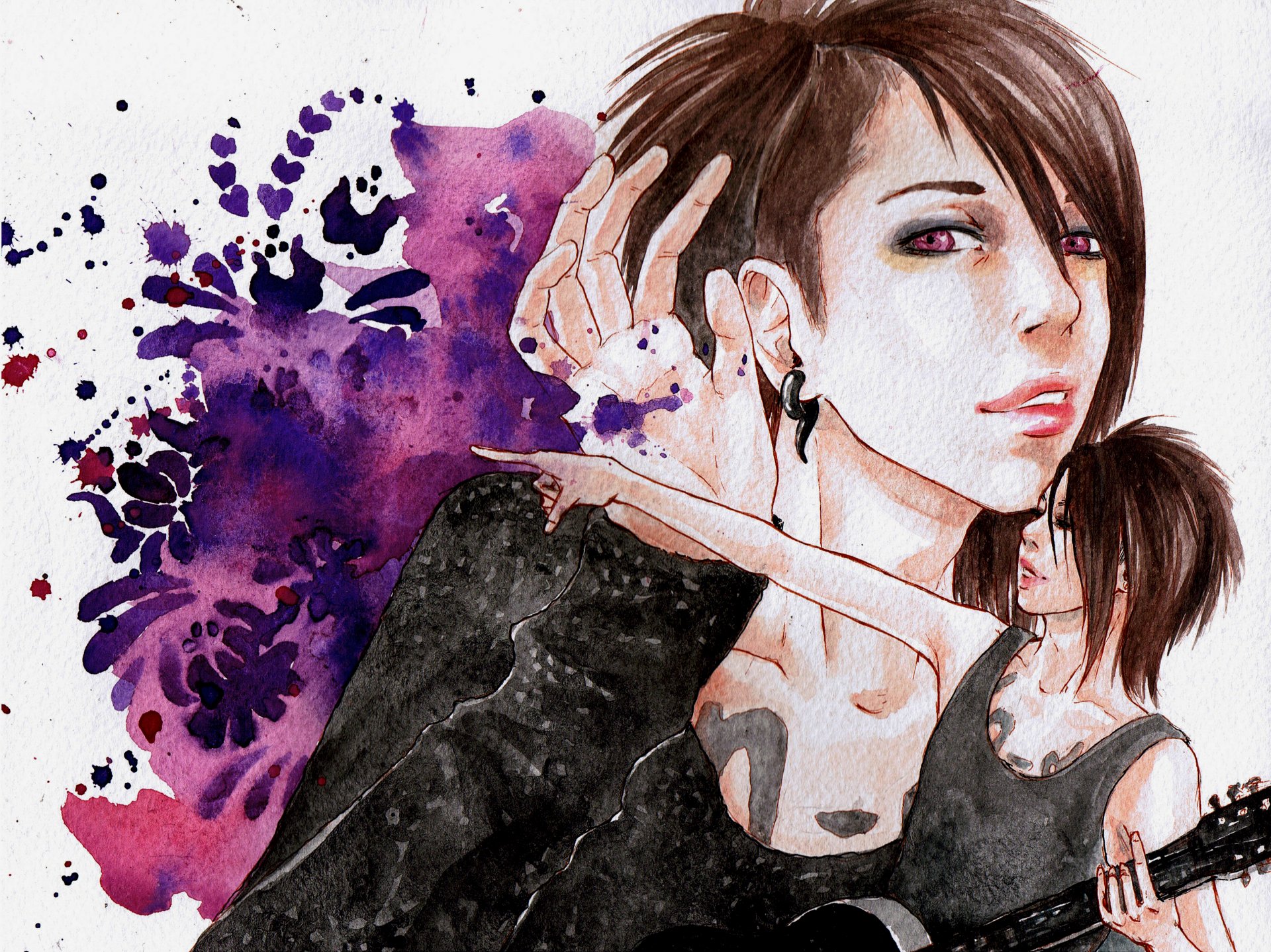 tyle visual key drawing watercolor singer miyavi visual key asian miyavi rock music tattoo guy guitar