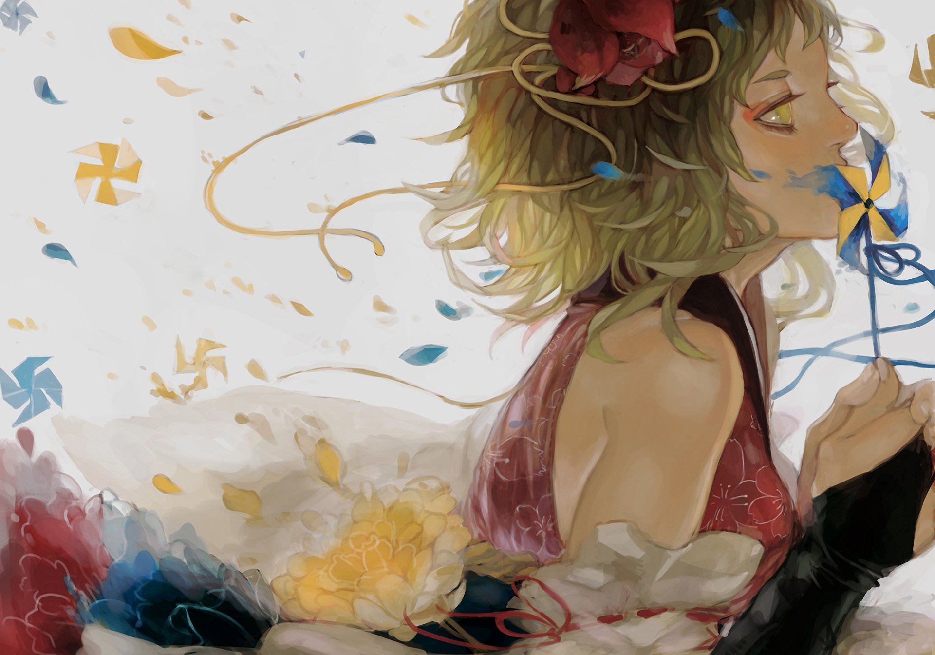 kunst renos vocaloid gumi mädchen profil blumen band