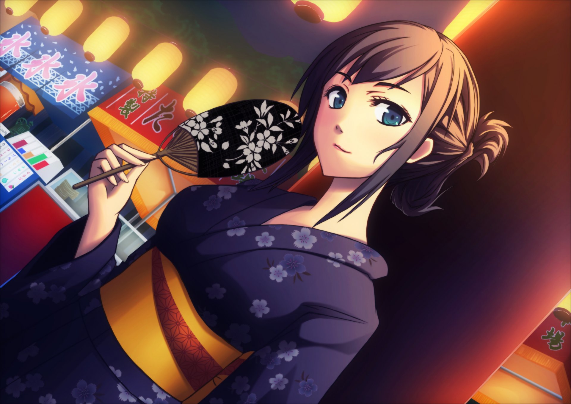 arte yumemizuki chica kimono abanico