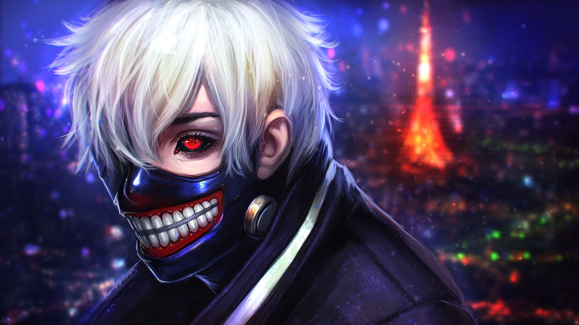 kaneki ken tokyo ghoul guy visage masque regard oeil anime art