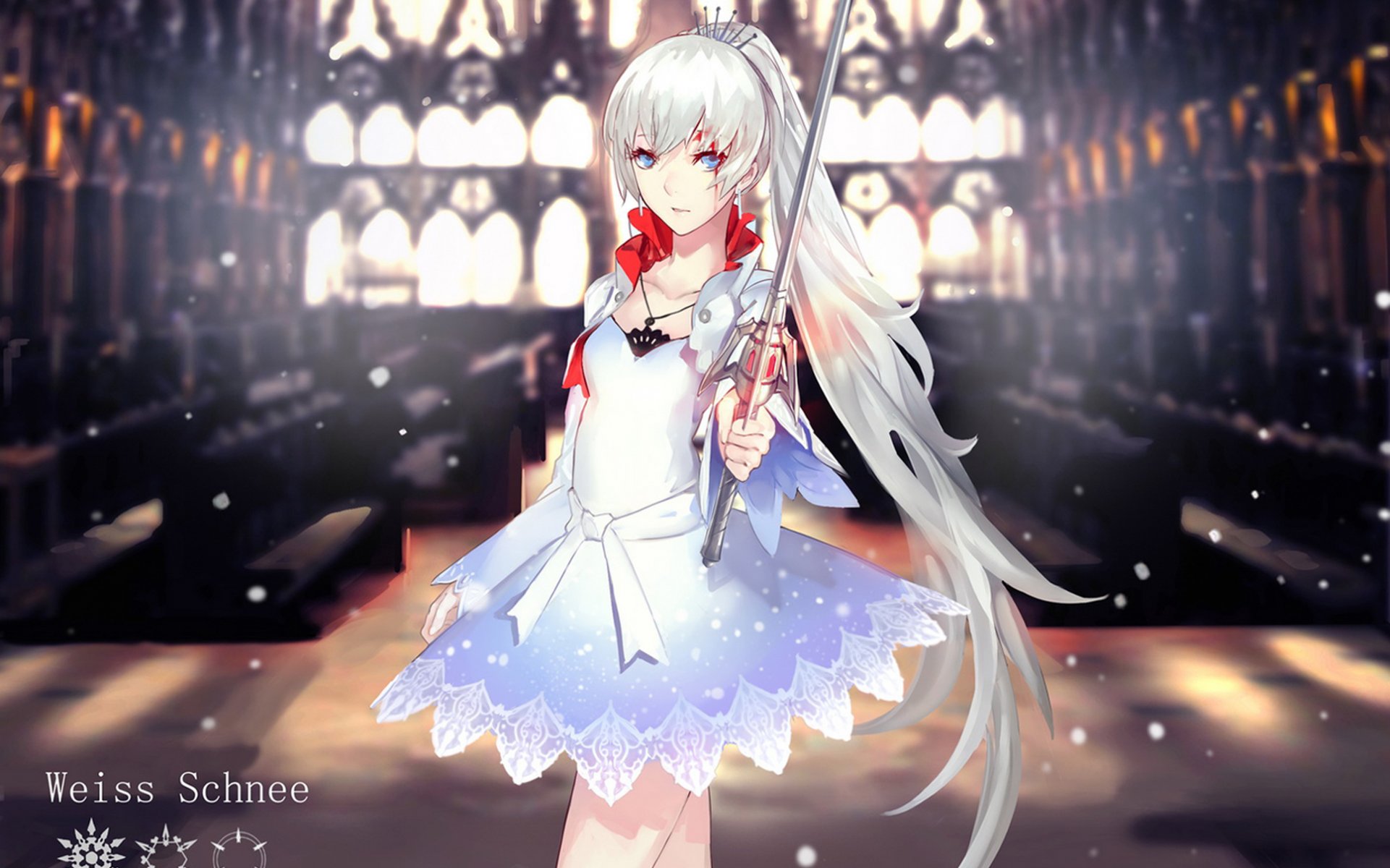 rwby weiss schnee girl blood sword snow