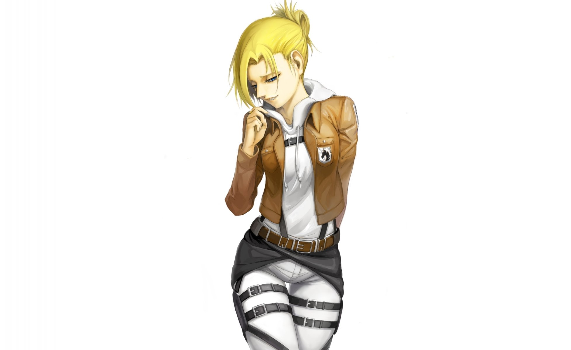 arte kyokucho chica annie leonard mirada sonrisa forma fondo no shingeki no kyojin