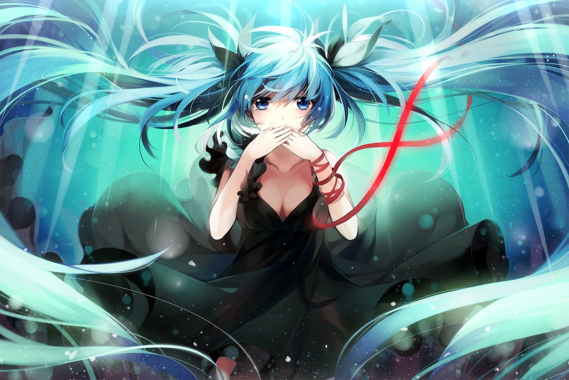 art hakusai shinkai shoujo vocaloid hatsune miku girl tape vocaloid underwater bubble