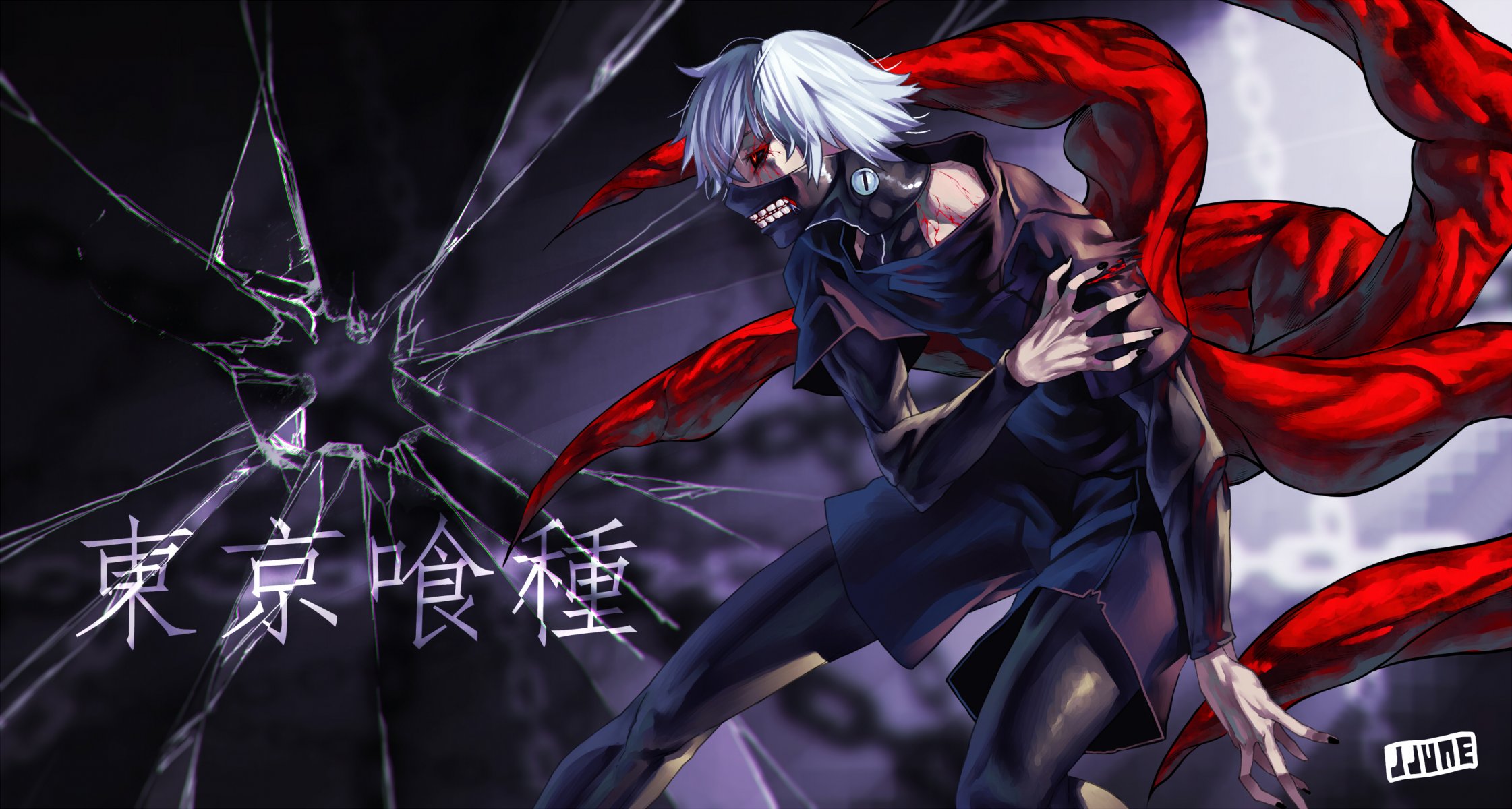 art jjune guy kaneki ken mask claws blood geist pieces tokyo ghoul