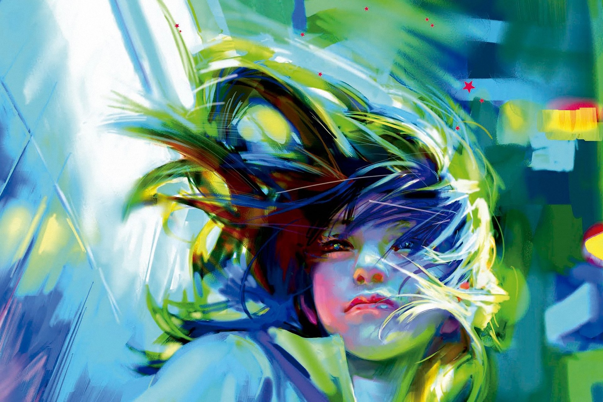 art benjamin zhang bin girl wind hair face