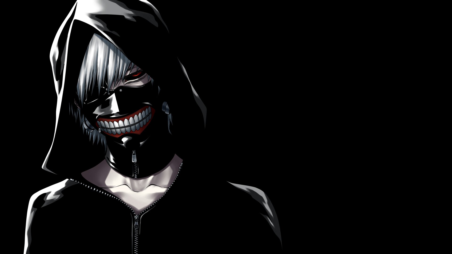 tokyo ghoul tokyo ghoul kaneki ken kaneki ken red eye white hair mask hood guy