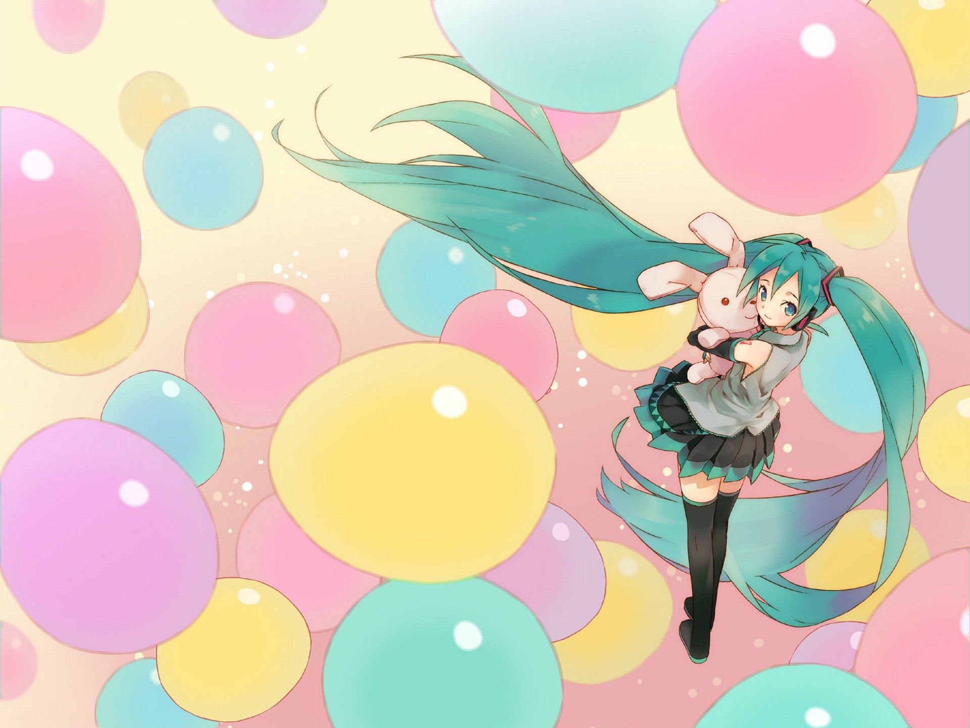 arte hatsune miku vocaloid vocaloid ragazza giocattolo lepre palle cuffie forma