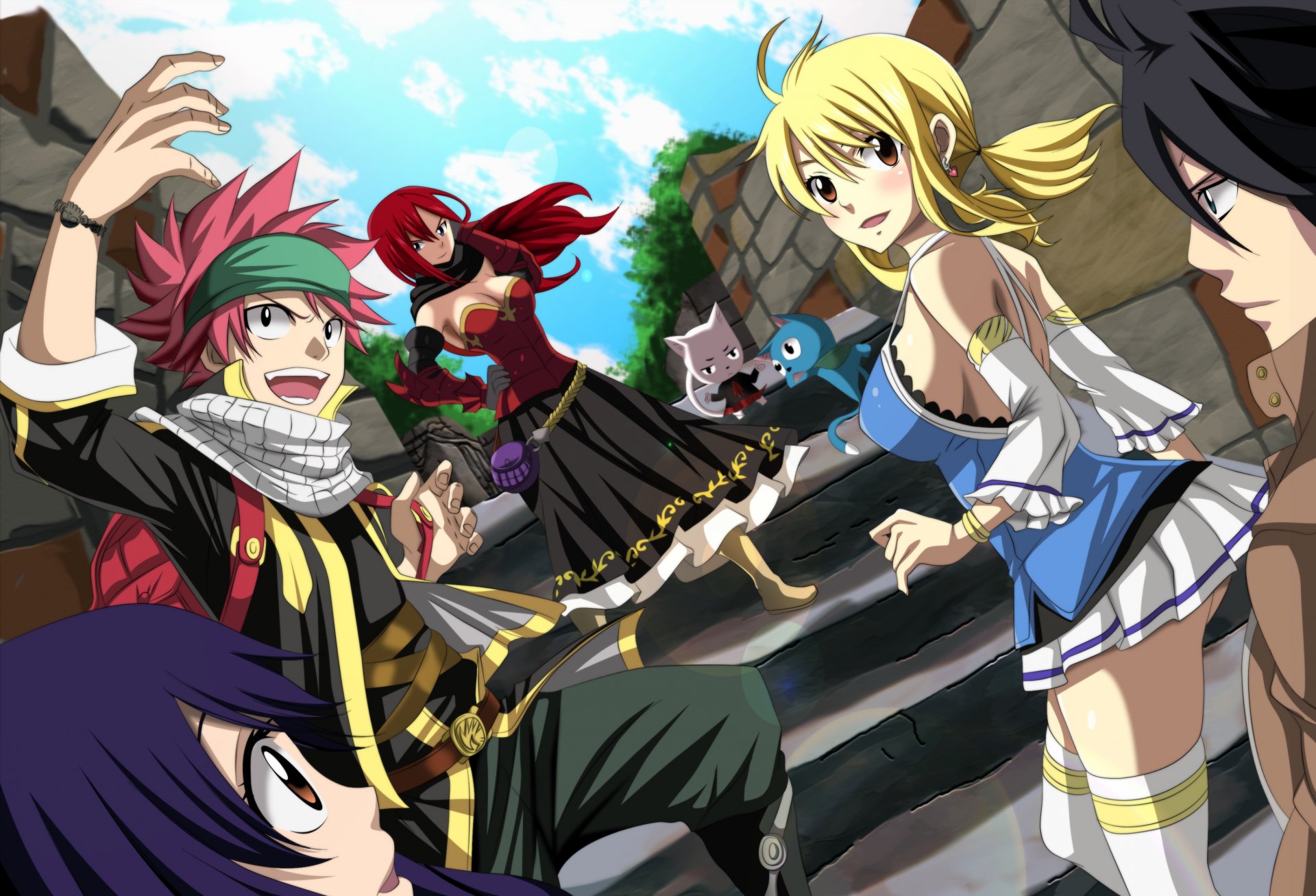 fairy tail lucy heartfilia erza scarlet natsu dragneel gray fullbuster wendy marvell happy charle lworldchiefl