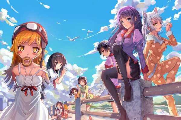 Osiem dziewczyn z anime przy płocie