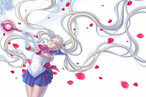 Sailor Moon waves a baton