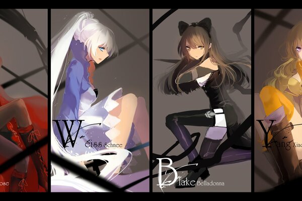 Les héroïnes de RWBY art anmie