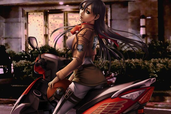 Anime girl on moto