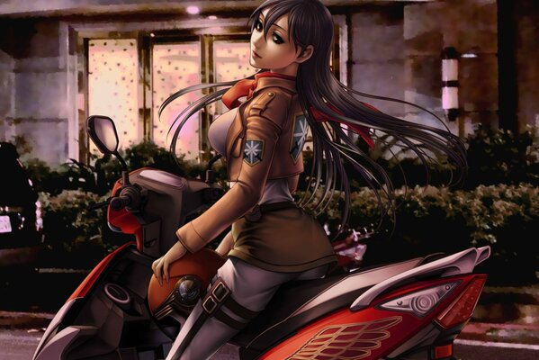 Anime chica en moto