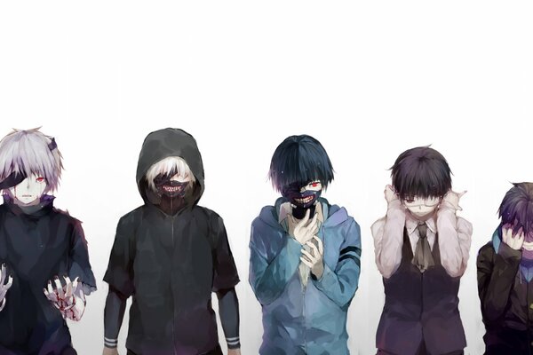 Tokyo Ghoul ragazzi incappucciati e mascherati