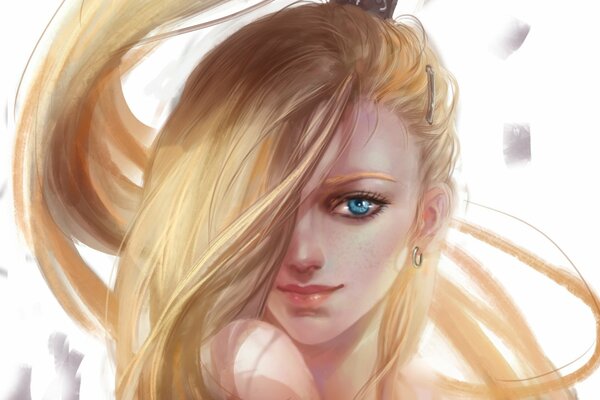 Arte. La chica de la cola. Cara de Yamanaka ino