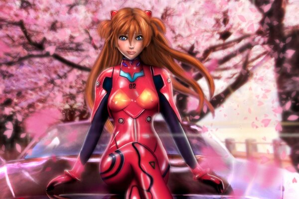 Anime girl sakura in latex