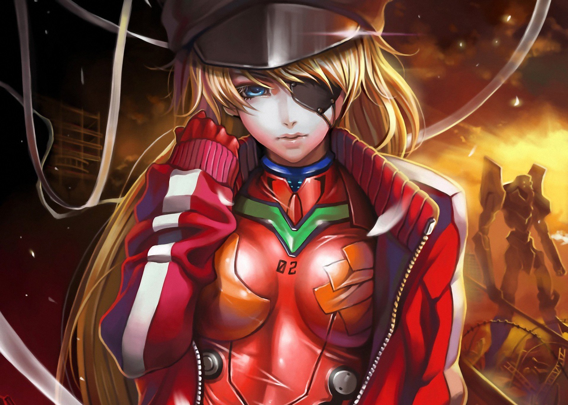 arte dantewontdie neon genesis evangelion soryu asuka langley ragazza cappello fascia robot pellicce