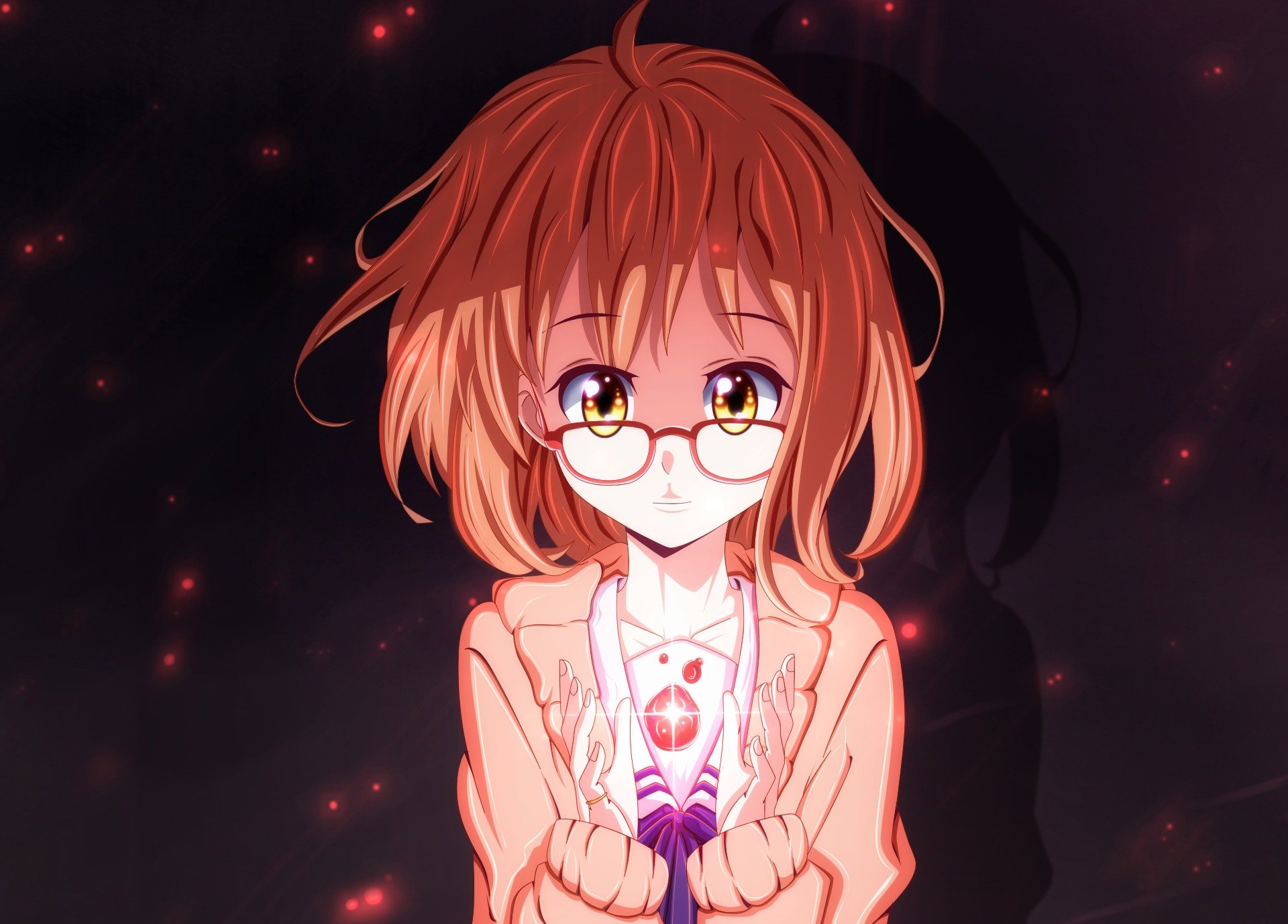 arte nuclearagent anime kyoukai no kanata kuriyama mirai más allá chica gafas magia