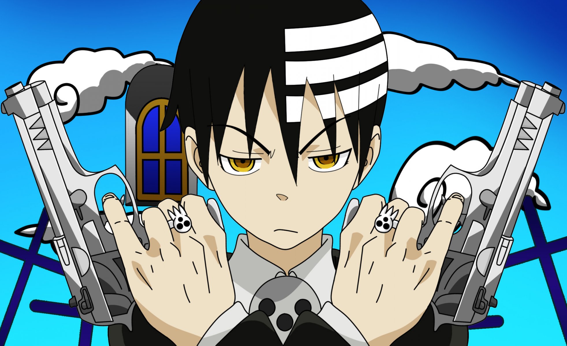 anime death kid kid death junior soul eater vector broń pistolety