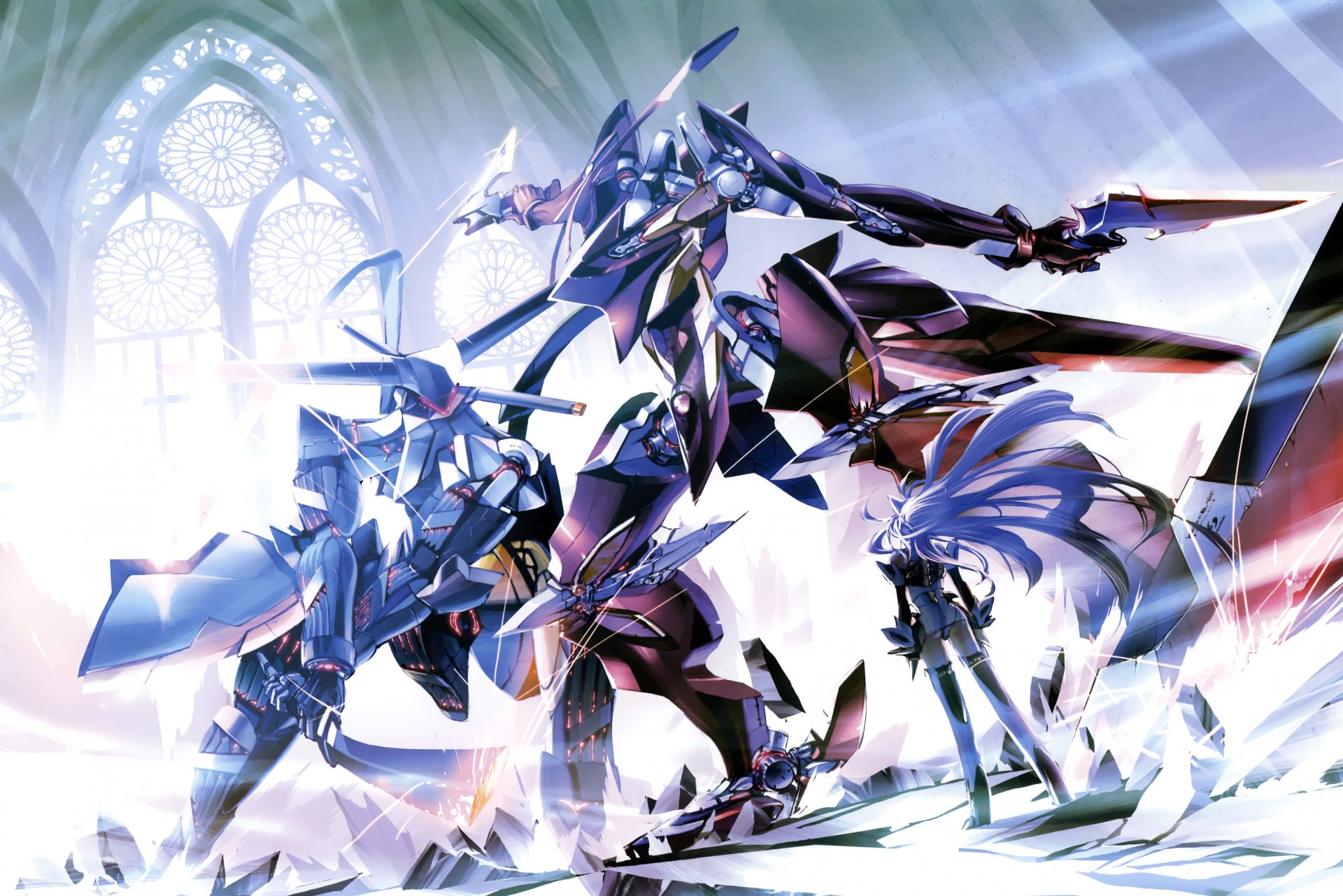 arte choco xenosaga anime chica robots mechas espada armas batalla