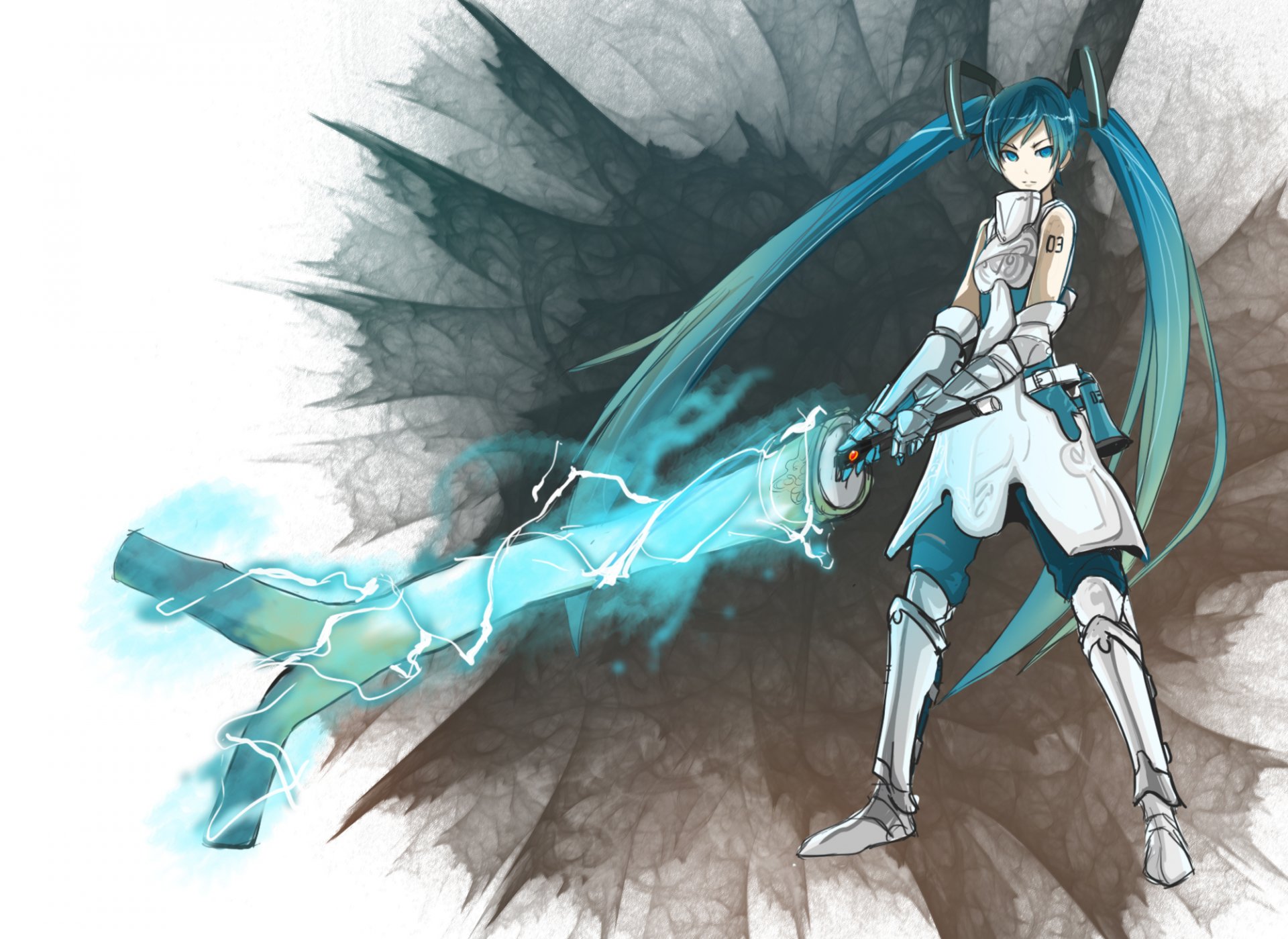 miku hatsune vocaloid miku hatsune vocaloid armadura arco espada