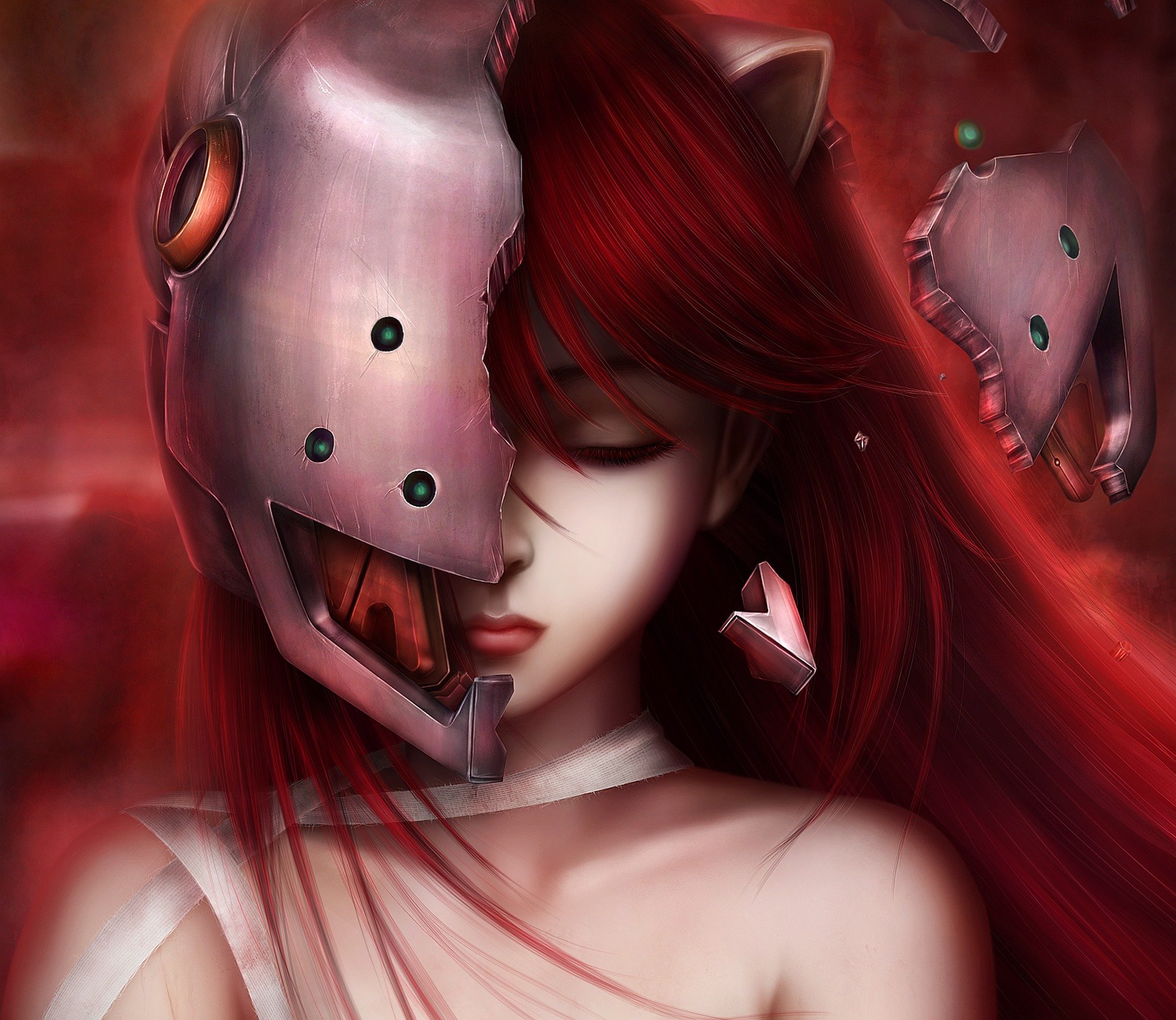 arte inira anime canción elfa elfen lied chica lucy desnudo orejas vendas