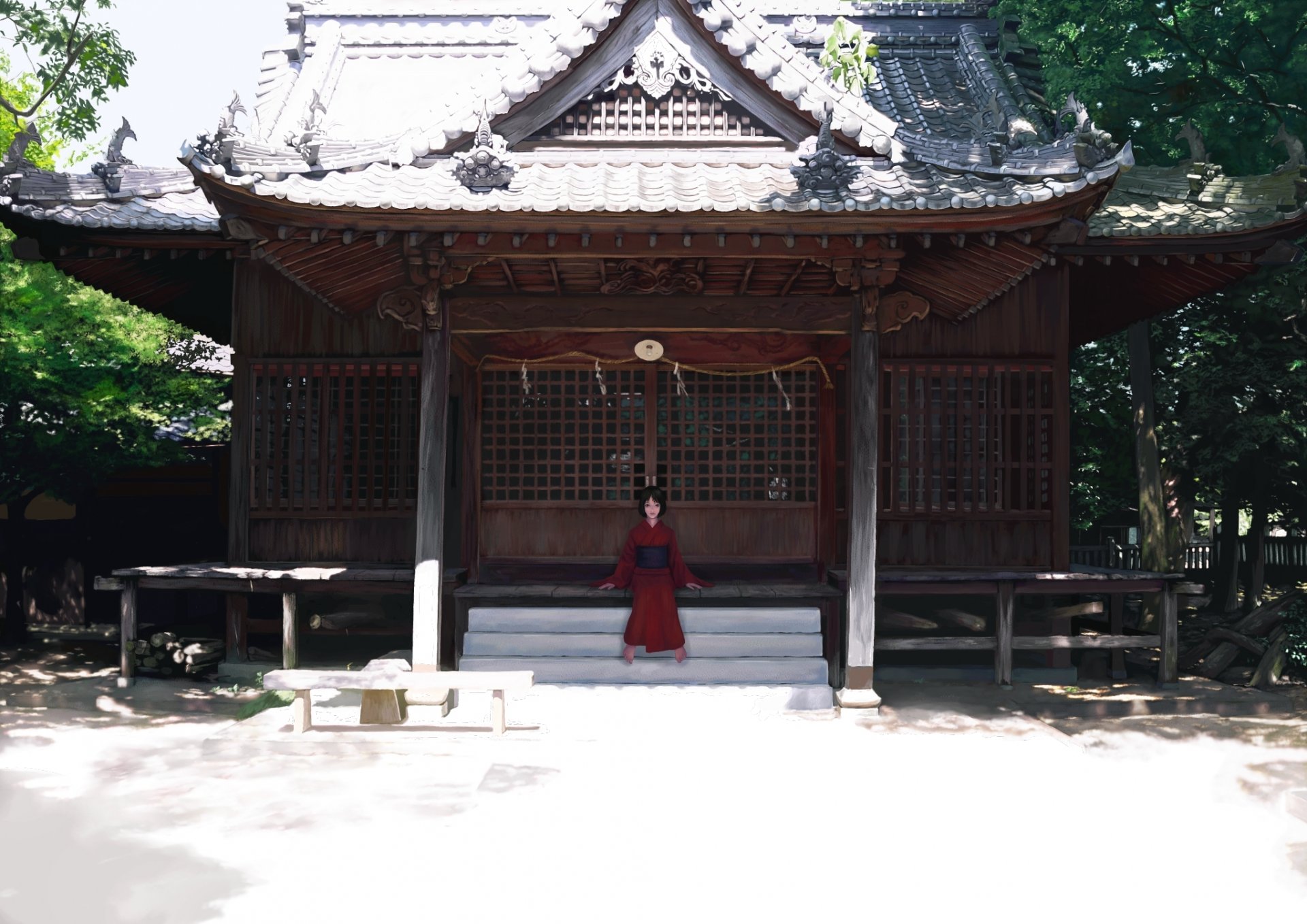 art erhu girl temple kimono yukata solar house