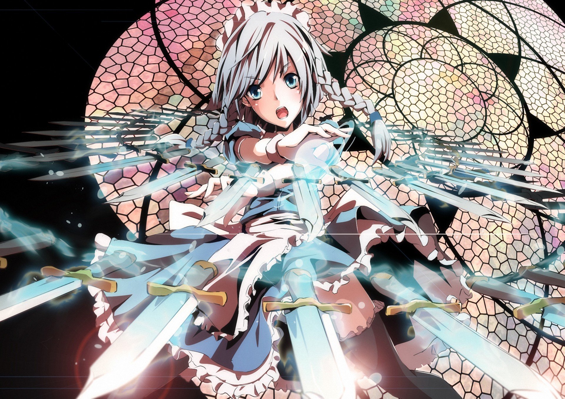 art merontomari touhou izayoi sakuya dziewczyna noże rzut broń