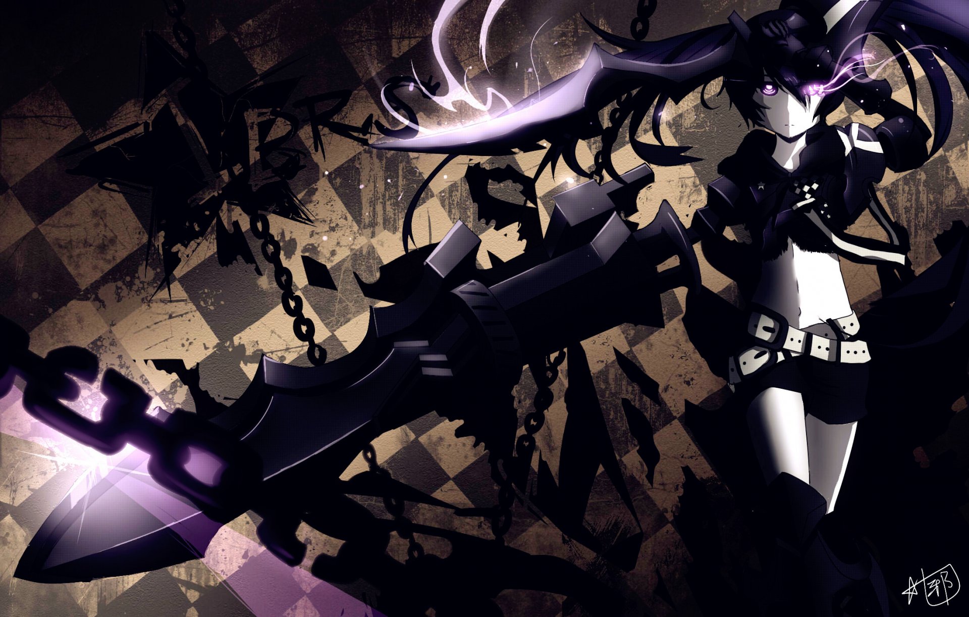 art anime black rock shooter crazy black rock shooter black rock shooter girl weapon mato kuroi chain