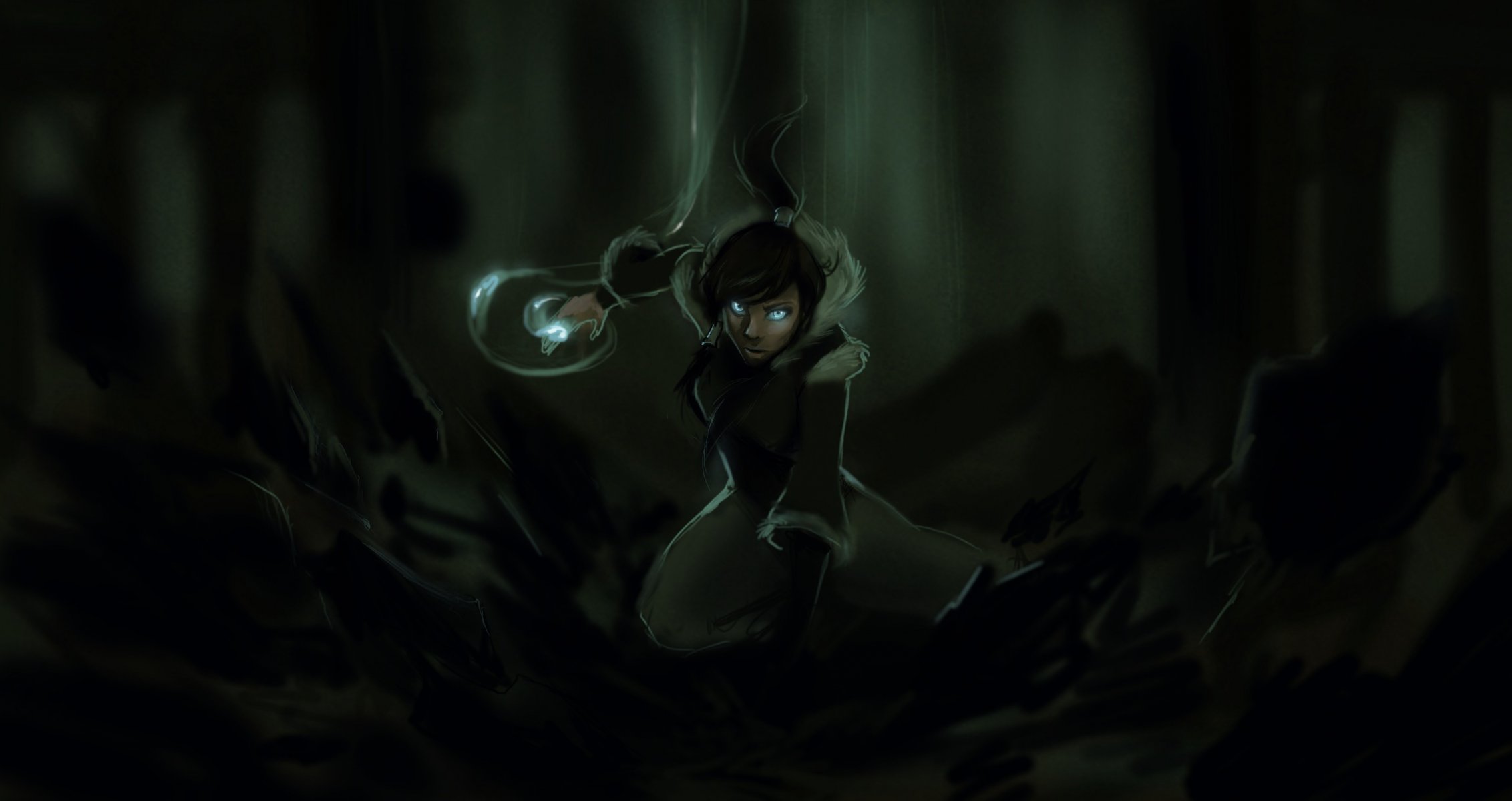 art avatar légende de korra korra fille forêt magie terre épave