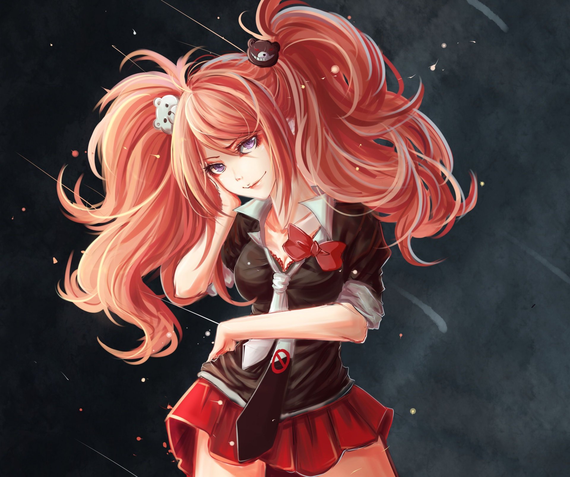 arte nekoshonen chica enoshima junko mirada sonrisa forma fondo danganronpa