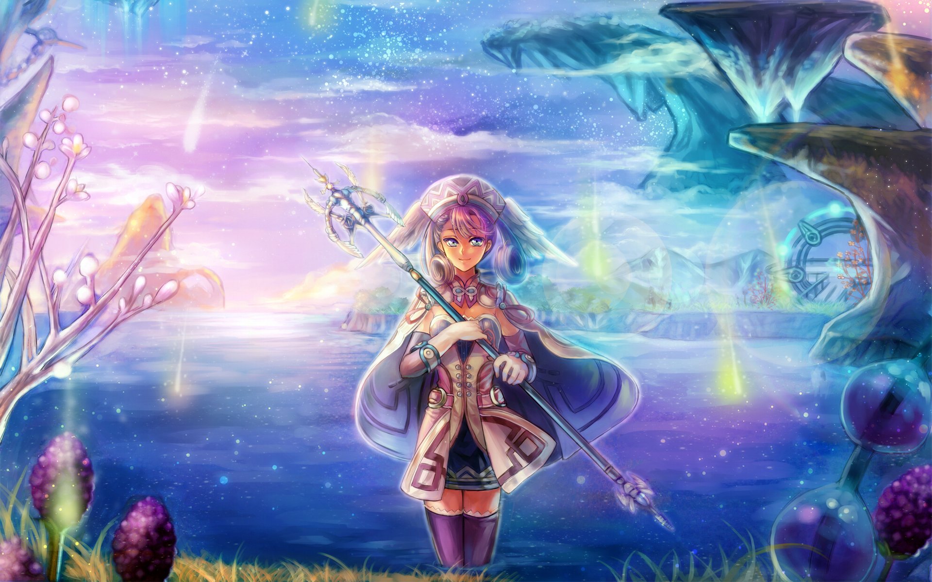 art nadir xenoblade jeu melia fille lac roches bâton