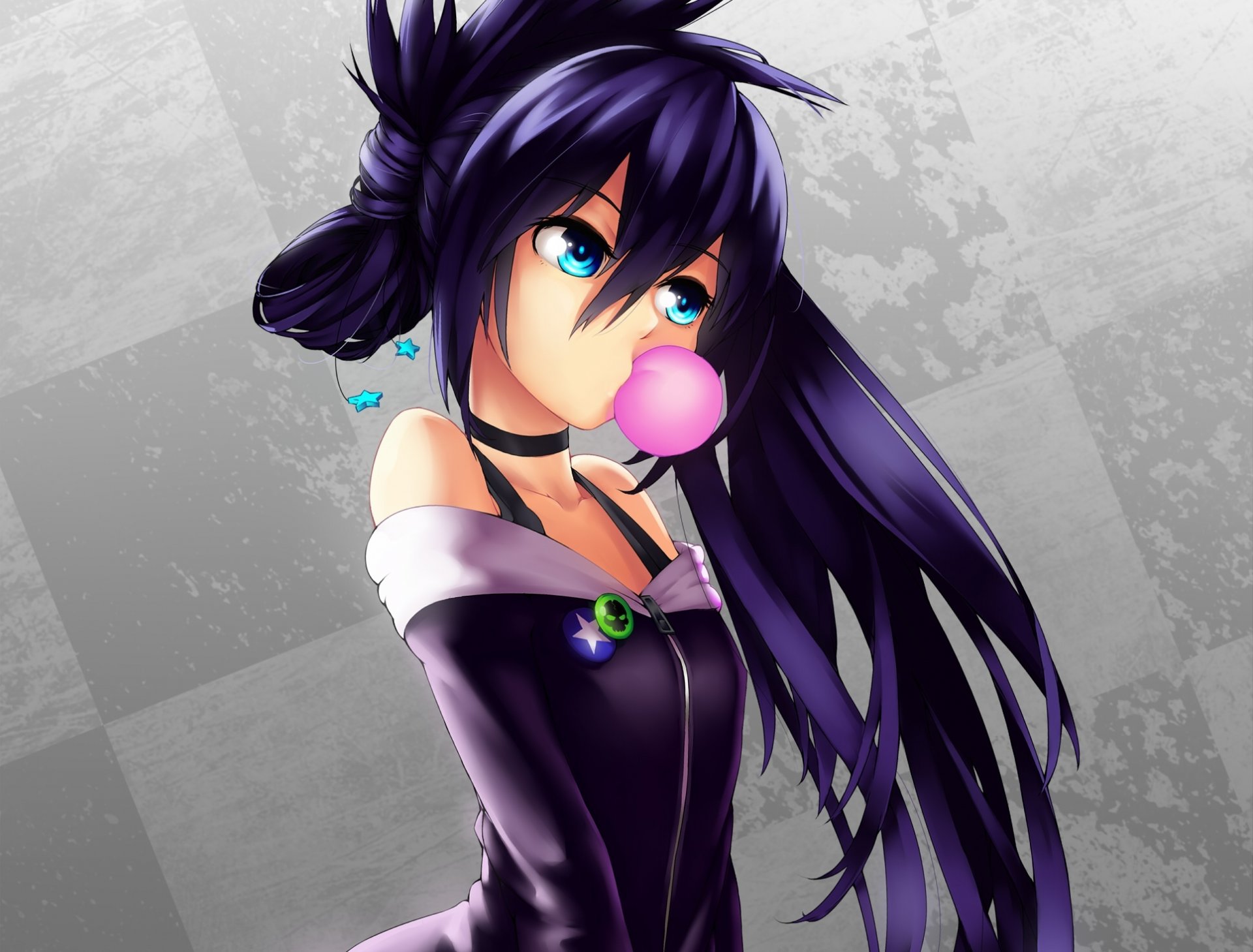 arte arantheus anime black rock shooter black rock shooter mato kuroi ragazza gomma da masticare distintivi cranio stelle