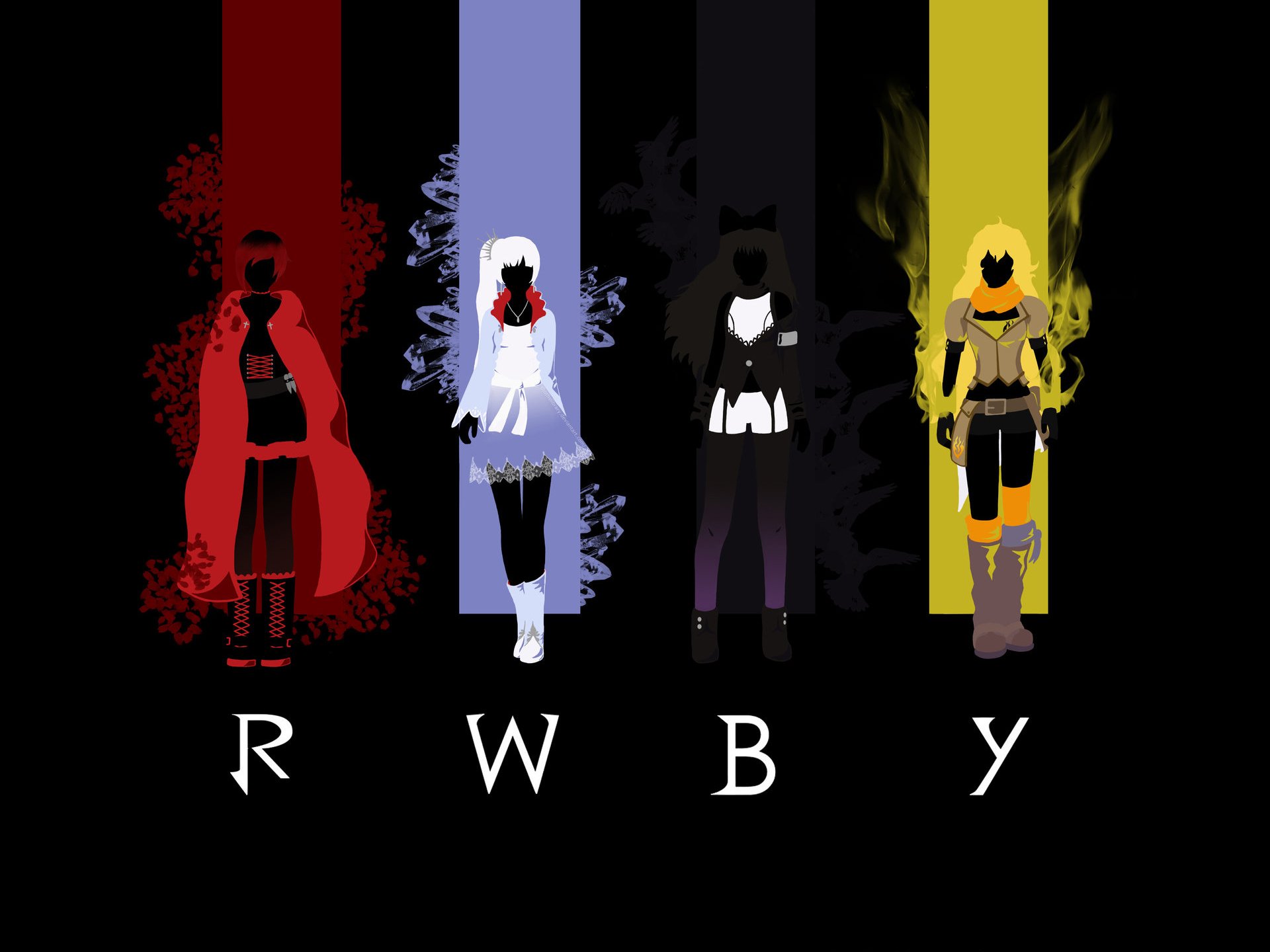 anime arte ragazze stile thothslibrary monty mente montyoum rosso bianco nero giallo ruby rose weiss schnee blake belladonna yang xiao lungo