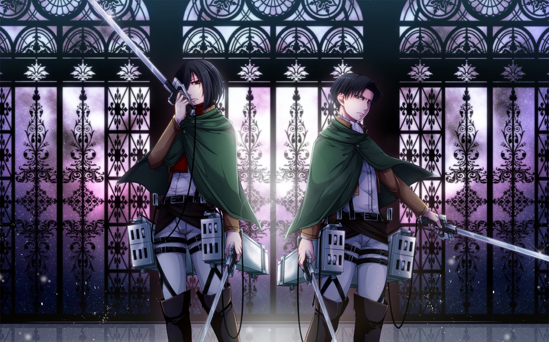 angriff auf titan kein shingeki kein kyojin mikasa ackerman rivaille levi kerl mädchen zwei waffen