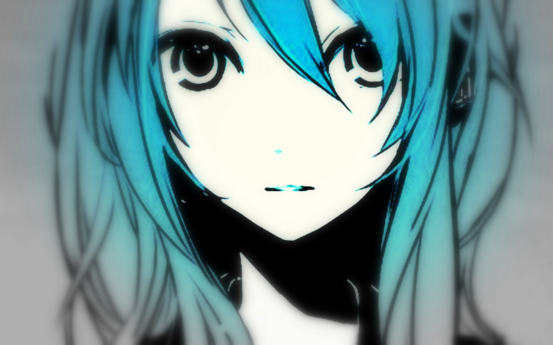 hakoda eco sztuka vocaloid hatsune miku vocaloid hatsune miku dziewczyna twarz oczy długie włosy niebieskie włosy cień