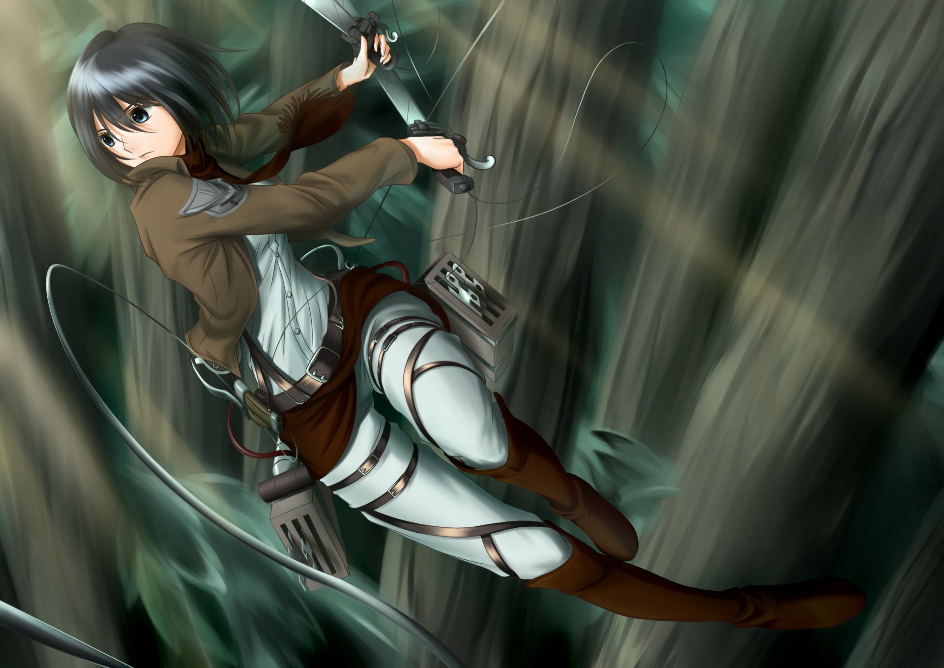 arte akatsuki-sora ragazza mikasa akerman vista gesto arma shingeki no kyojin