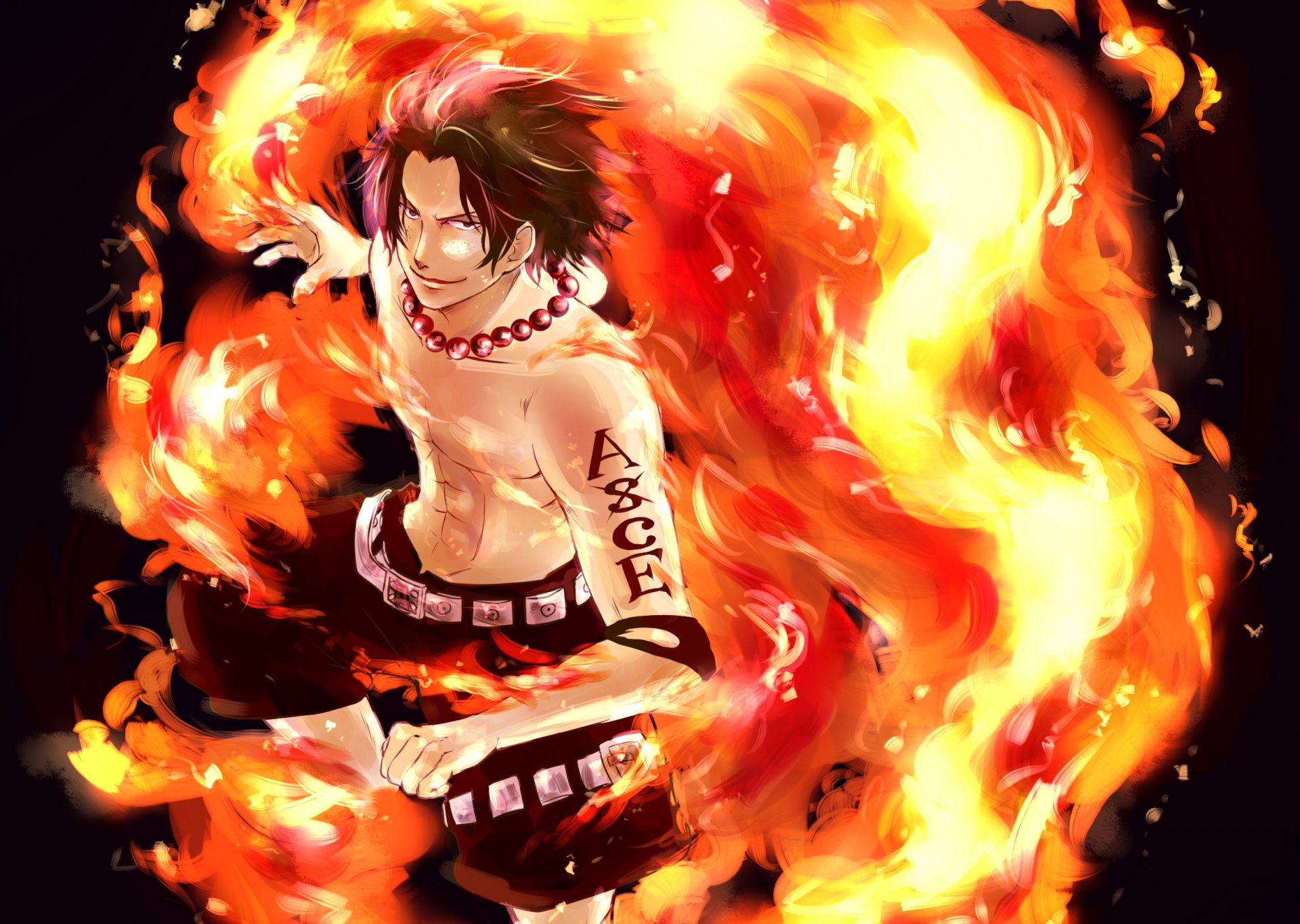 one piece anime the big winner portgas d. ace guy fire tattoo art