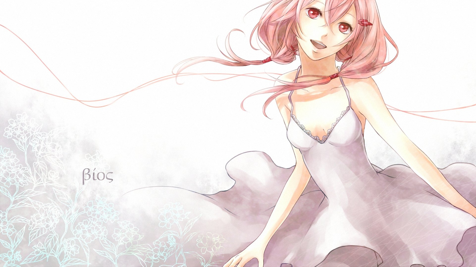 art yoma couronne coupable yuzuriha inori fille cheveux roses fond robe