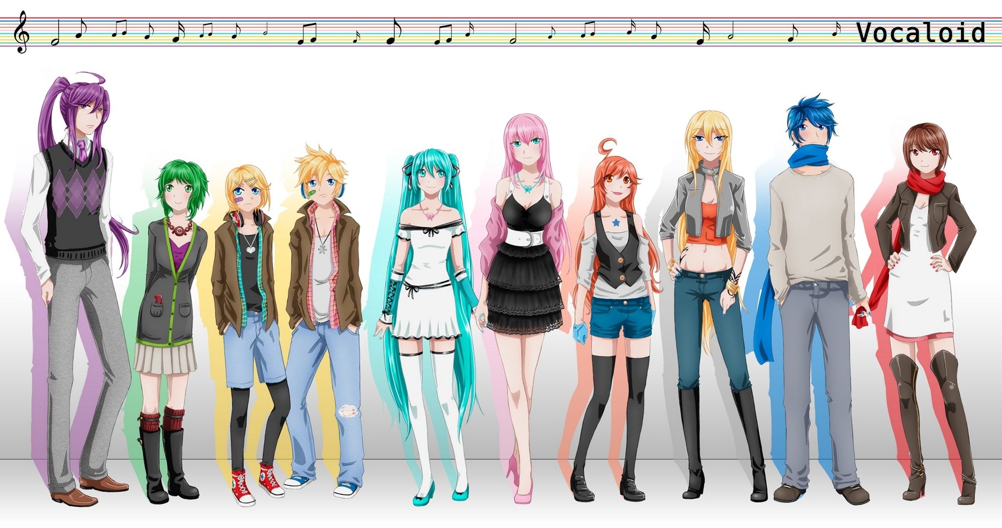 arte vocaloid vocaloid gumi hatsune miku kagamine len kagamine rin kaito kamui gakupo lirio megurine luka meiko miki chicas chicos parche notas bufanda