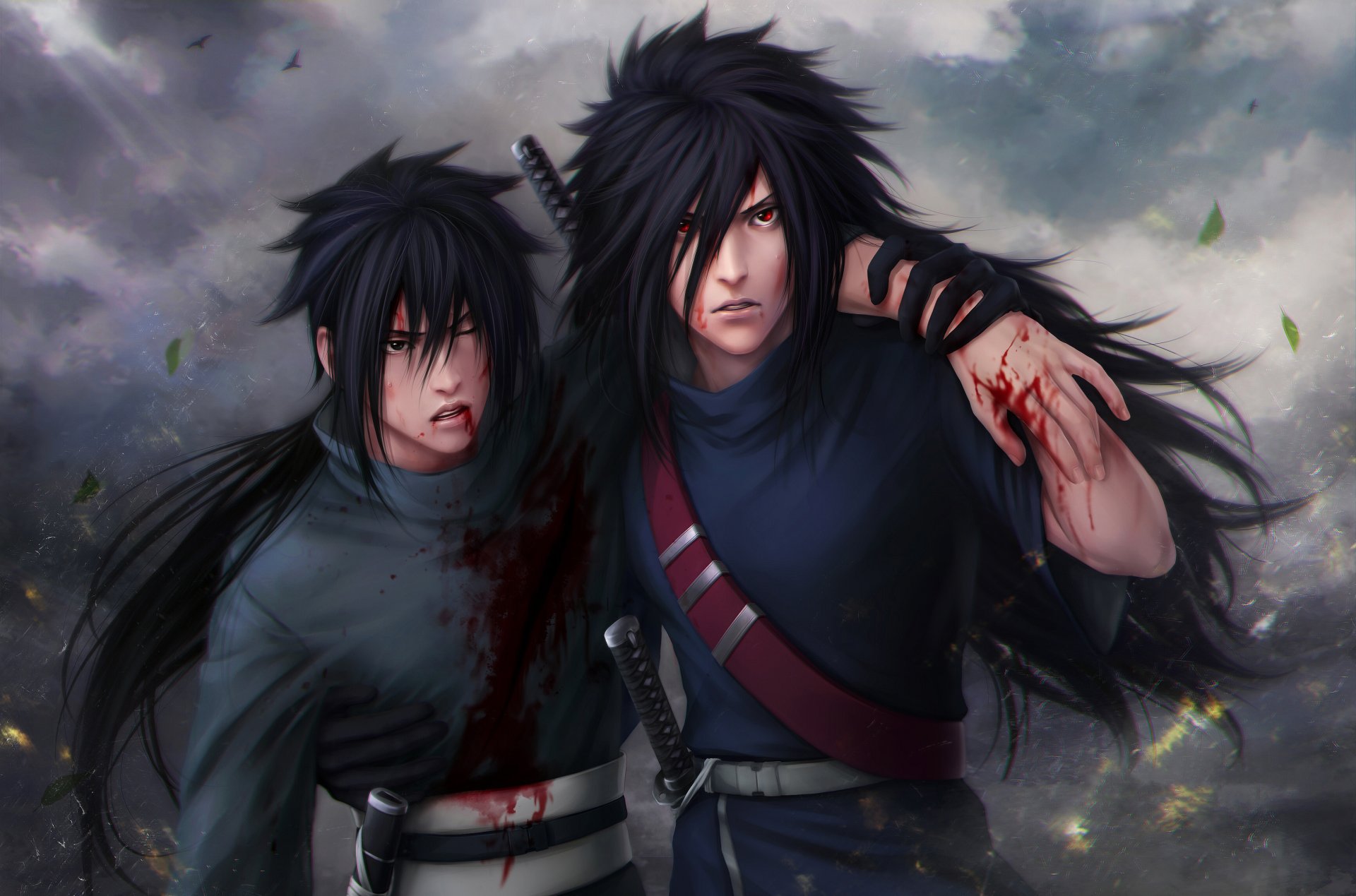 art zetsuai89 gars uchiha madara uchiha izuno vue blessure sang arme feuilles vent naruto