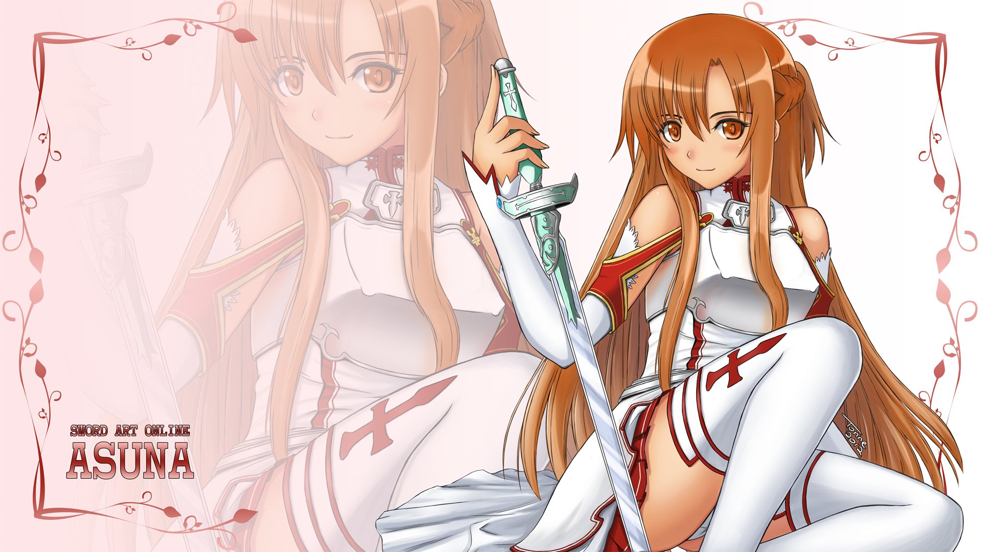 arte tonnelee chica yuki asuna mirada sonrisa bragas espada arte de la espada en línea maestro de la espada en línea