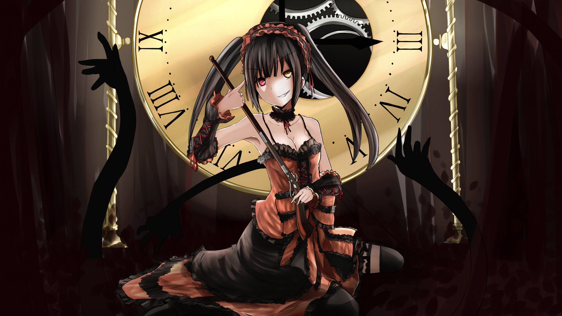 art date a live tokisaki kurumi girl watches magic the mechanism heterochromia weapon