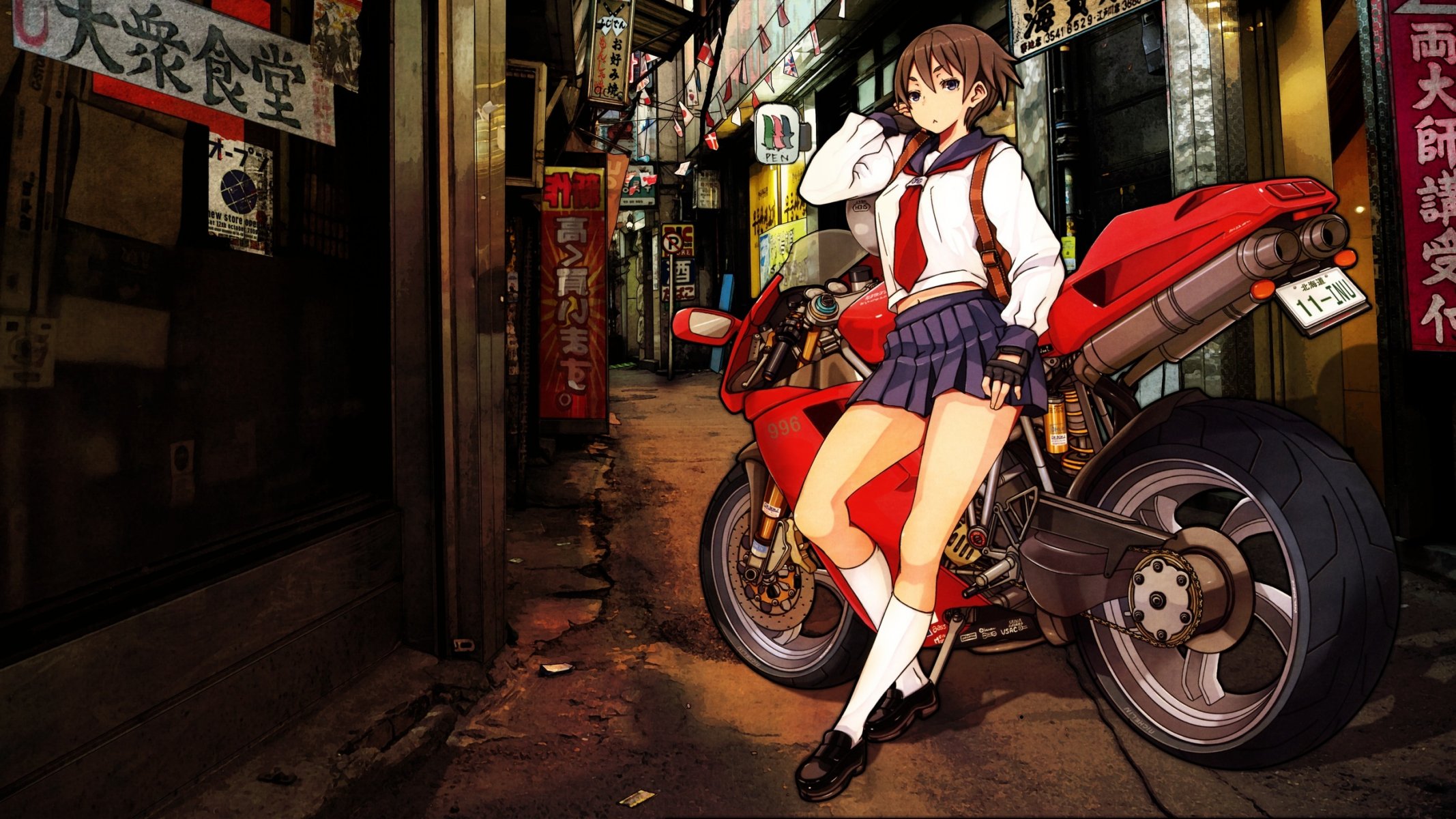 japon hetalia ville fille moto ruelle