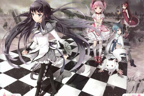 Art anime madoka manika on the chessboard