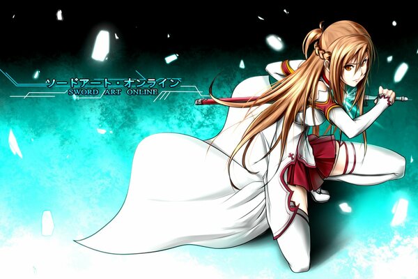 Yuki Asuna in white with a sword